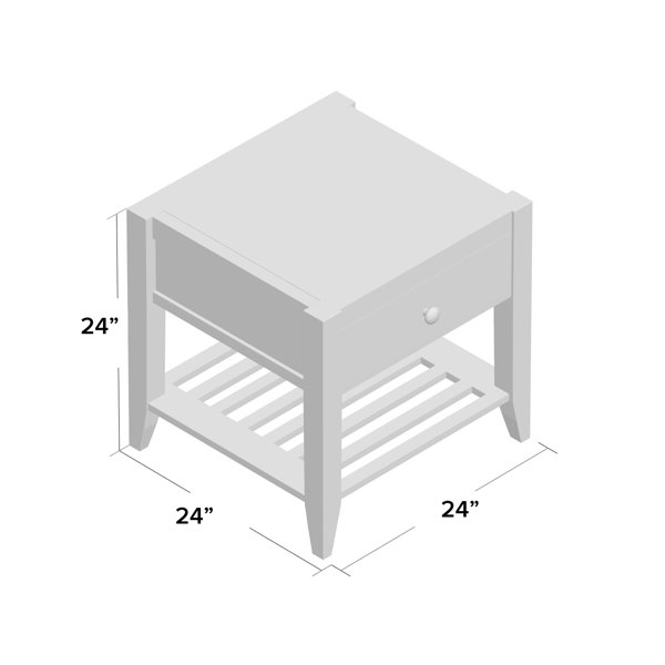 Sand & Stable Athena 24'' Tall Solid Wood End Table with Storage
